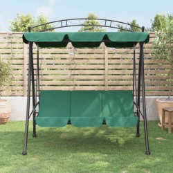 vidaXL Banco columpio de jardín con dosel tela y acero verde 198 cm