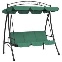 vidaXL Banco columpio de jardín con dosel tela y acero verde 198 cm