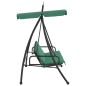 vidaXL Banco columpio de jardín con dosel tela y acero verde 198 cm vidaXL Banco columpio de jardín con dosel tela y acero verde 198 cm