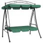 vidaXL Banco columpio de jardín con dosel tela y acero verde 198 cm vidaXL Banco columpio de jardín con dosel tela y acero verde 198 cm