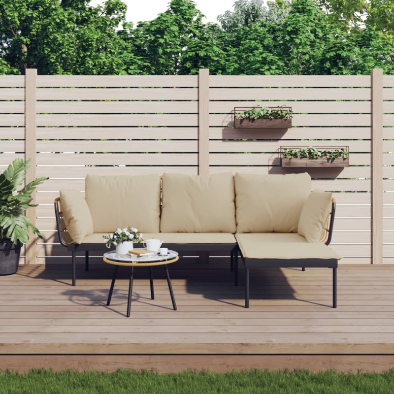 vidaXL Set muebles de jardín 3 piezas y cojines beige ratán sintético vidaXL Set muebles de jardín 3 piezas y cojines beige ratán sintético