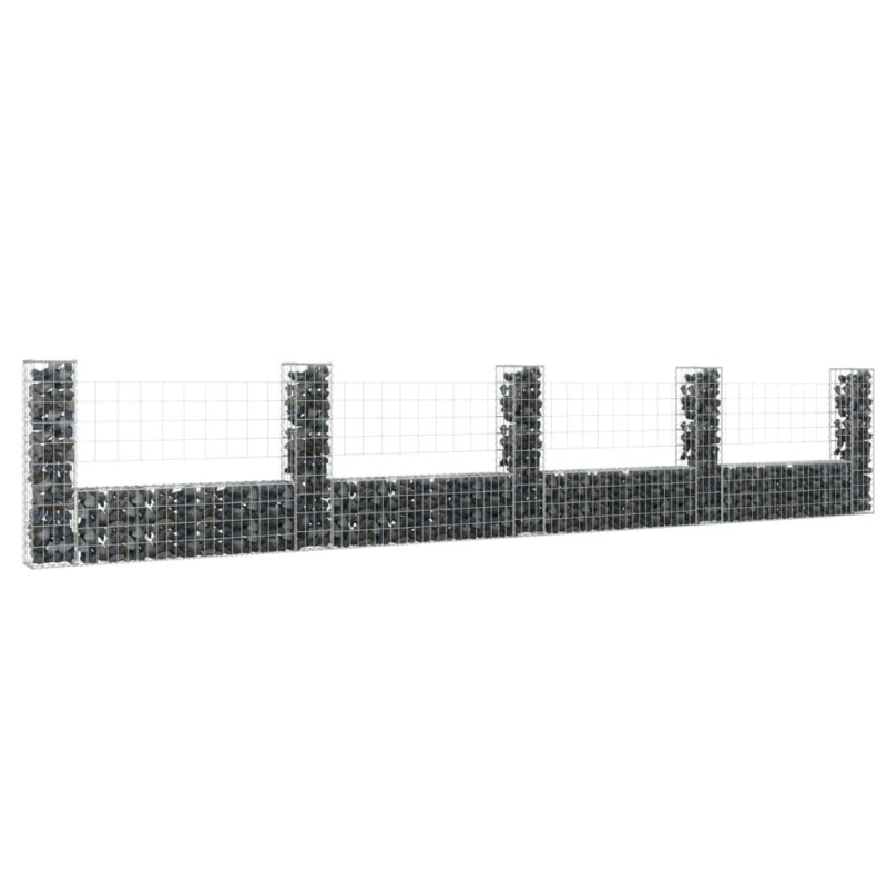 vidaXL Cesta de gaviones forma de U 5 postes de hierro 500x20x100 cm vidaXL Cesta de gaviones forma de U 5 postes de hierro 500x20x100 cm