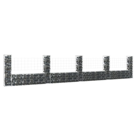 vidaXL Cesta de gaviones forma de U 5 postes de hierro 500x20x100 cm