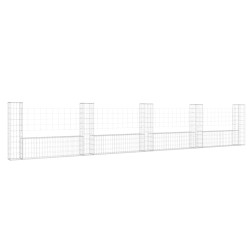 vidaXL Cesta de gaviones forma de U 5 postes de hierro 500x20x100 cm