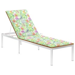 vidaXL Tumbona con cojín madera maciza de acacia y acero inoxidable