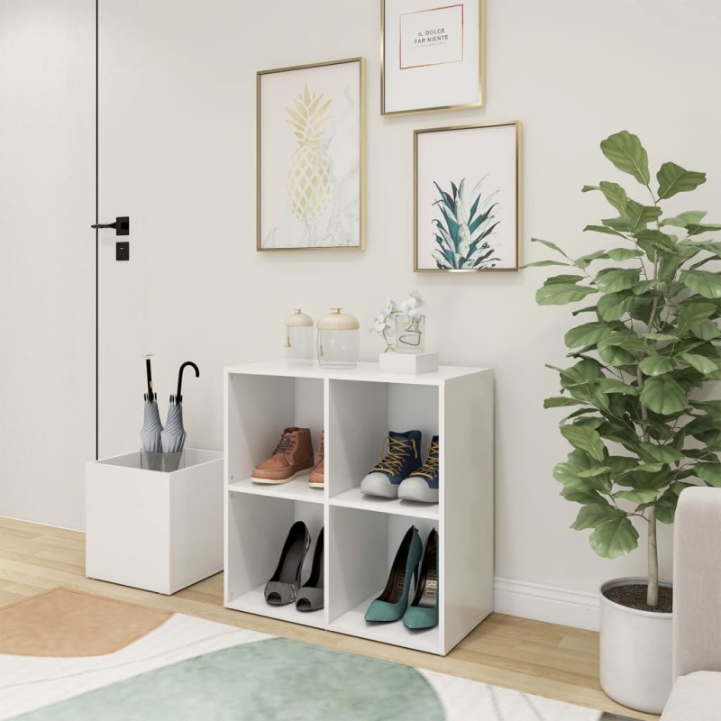 vidaXL Zapatero de recibidor madera contrachapada blanco 105x35,5x70cm