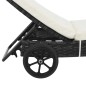 vidaXL Tumbonas con ruedas y cojines 2 unidades ratán sintético negro vidaXL Tumbonas con ruedas y cojines 2 unidades ratán sintético negro