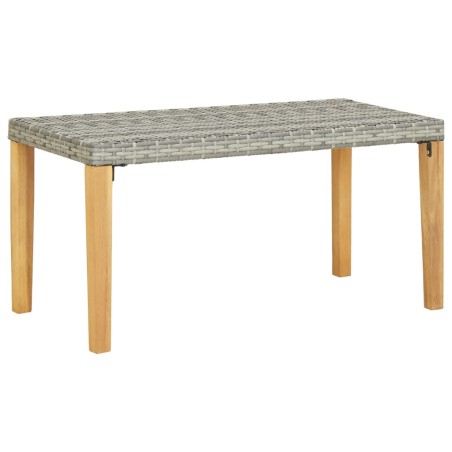 vidaXL Banco de jardín ratán sintético y madera de acacia gris 120 cm