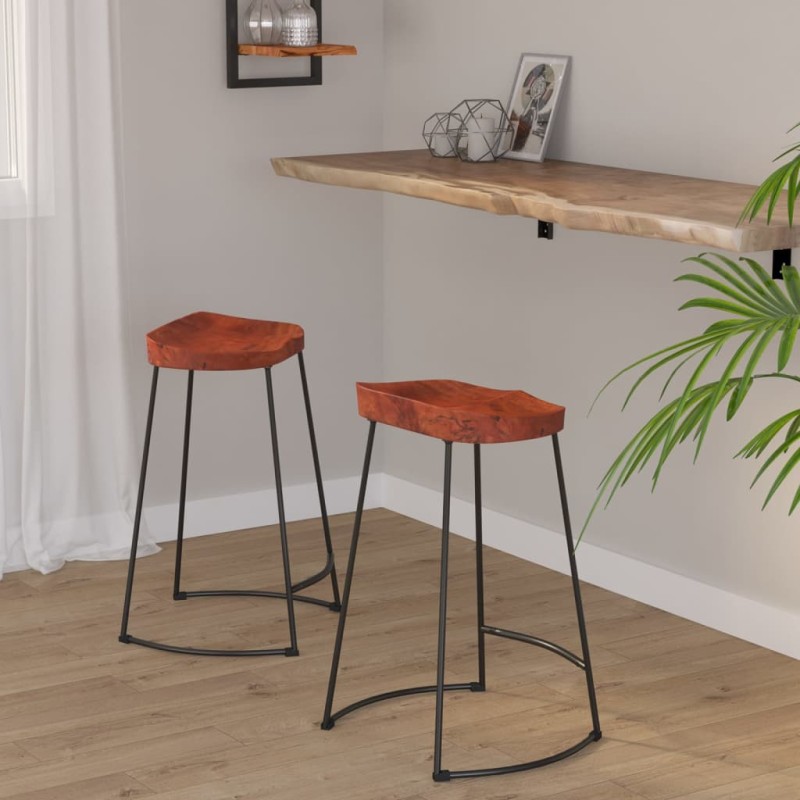 vidaXL Taburetes de bar Gavin 2 uds madera mango maciza 45x40x63 cm vidaXL Taburetes de bar Gavin 2 uds madera mango maciza 45x40x63 cm