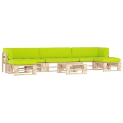 vidaXL Muebles de palets 6 pzas y cojines madera pino impregnada