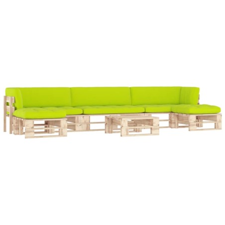 vidaXL Muebles de palets 6 pzas y cojines madera pino impregnada