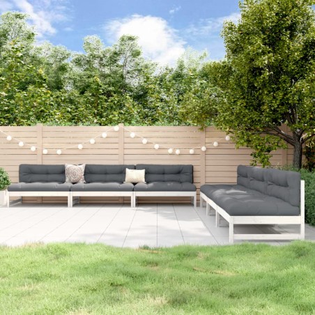 vidaXL Juego de muebles de jardín 6 piezas madera maciza pino blanco