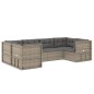vidaXL Set de muebles de jardín 6 pzas y cojines ratán sintético gris vidaXL Set de muebles de jardín 6 pzas y cojines ratán sintético gris