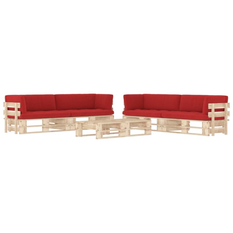 vidaXL Muebles de palets 6 pzas y cojines madera pino impregnada vidaXL Muebles de palets 6 pzas y cojines madera pino impregnada