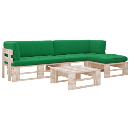 vidaXL Muebles de palets 4 pzas y cojines madera pino impregnada