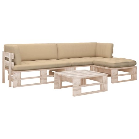 vidaXL Muebles de palets 4 pzas y cojines madera pino impregnada