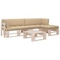 vidaXL Muebles de palets 4 pzas y cojines madera pino impregnada vidaXL Muebles de palets 4 pzas y cojines madera pino impregnada