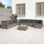 vidaXL Set de muebles de jardín 8 pzas y cojines ratán sintético gris