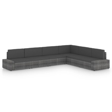 vidaXL Juego muebles de jardín 6 pzas y cojines ratán sintético gris