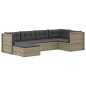 vidaXL Set de muebles de jardín 6 pzas y cojines ratán sintético gris vidaXL Set de muebles de jardín 6 pzas y cojines ratán sintético gris