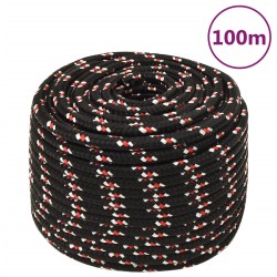vidaXL Cuerda de barco polipropileno negra 12 mm 100 m