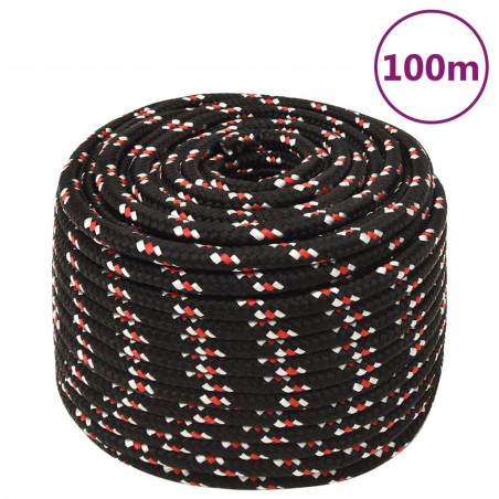 vidaXL Cuerda de barco polipropileno negra 12 mm 100 m