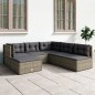 vidaXL Set de muebles de jardín 6 pzas y cojines ratán sintético gris vidaXL Set de muebles de jardín 6 pzas y cojines ratán sintético gris