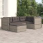 vidaXL Set de muebles de jardín 5 pzas y cojines ratán sintético gris vidaXL Set de muebles de jardín 5 pzas y cojines ratán sintético gris