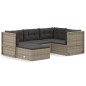 vidaXL Set de muebles de jardín 5 pzas y cojines ratán sintético gris vidaXL Set de muebles de jardín 5 pzas y cojines ratán sintético gris