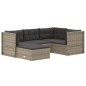 vidaXL Set de muebles de jardín 5 pzas y cojines ratán sintético gris vidaXL Set de muebles de jardín 5 pzas y cojines ratán sintético gris