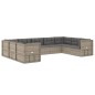 vidaXL Set de muebles de jardín 9 pzas y cojines ratán sintético gris vidaXL Set de muebles de jardín 9 pzas y cojines ratán sintético gris