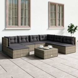 vidaXL Set de muebles de jardín 7 pzas y cojines ratán sintético gris