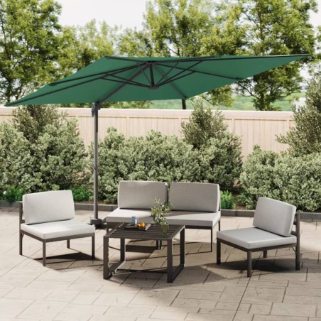 vidaXL Sombrilla colgante con poste de aluminio verde 400x300 cm