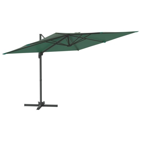vidaXL Sombrilla colgante con poste de aluminio verde 400x300 cm