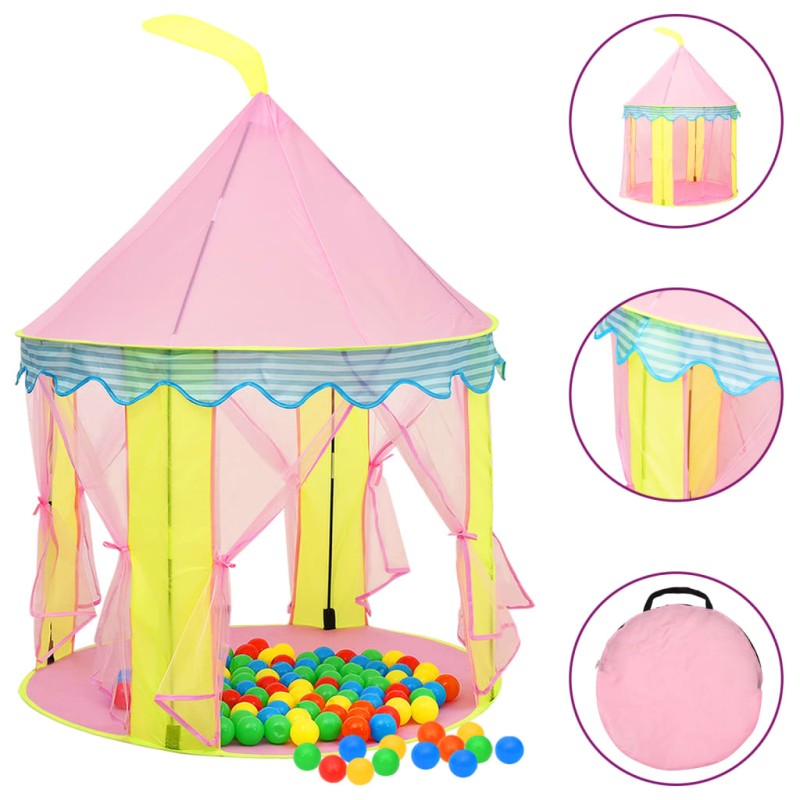 vidaXL Tienda de juegos para niños con 250 bolas rosa 100x100x127 cm vidaXL Tienda de juegos para niños con 250 bolas rosa 100x100x127 cm