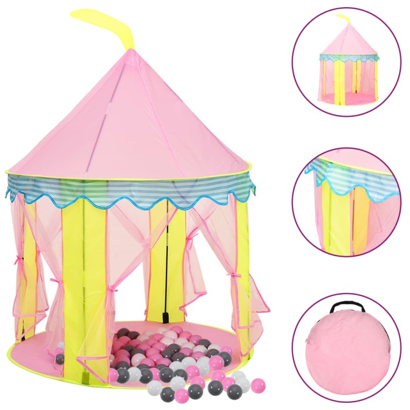 vidaXL Tienda de juegos para niños con 250 bolas rosa 100x100x127 cm