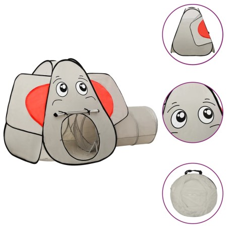 vidaXL Tienda de juegos diseño de elefante 250 bolas gris 174x86x101cm