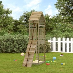 vidaXL Casa de juegos con pared escalada de madera impregnada de pino