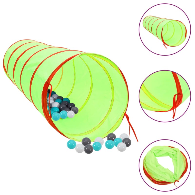 vidaXL Túnel de juegos para niños con 250 bolas poliéster verde 175 cm vidaXL Túnel de juegos para niños con 250 bolas poliéster verde 175 cm