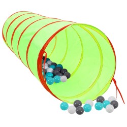 vidaXL Túnel de juegos para niños con 250 bolas poliéster verde 175 cm