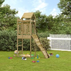 vidaXL Parque infantil con pared de escalada madera impregnada de pino