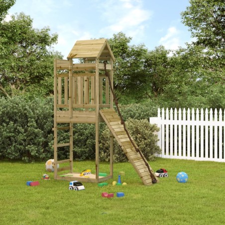 vidaXL Parque infantil con pared de escalada madera impregnada de pino