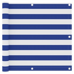 vidaXL Toldo para balcón tela oxford blanco y azul 90x400 cm