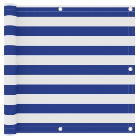 vidaXL Toldo para balcón tela oxford blanco y azul 90x400 cm