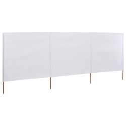 vidaXL Paravientos de playa de 3 paneles de tela 400x120 cm blanco 
