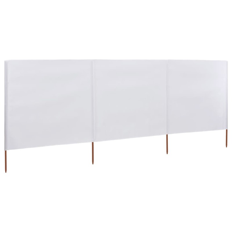 vidaXL Paravientos de playa de 3 paneles de tela 400x120 cm blanco vidaXL Paravientos de playa de 3 paneles de tela 400x120 cm blanco
