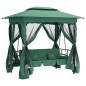 vidaXL Cenador de jardín banco columpio convertible acero y tela verde vidaXL Cenador de jardín banco columpio convertible acero y tela verde