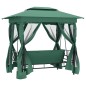 vidaXL Cenador de jardín banco columpio convertible acero y tela verde vidaXL Cenador de jardín banco columpio convertible acero y tela verde