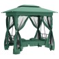 vidaXL Cenador de jardín banco columpio convertible acero y tela verde vidaXL Cenador de jardín banco columpio convertible acero y tela verde
