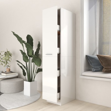 vidaXL Armario de boticario contrachapada blanco brillo 30x42,5x150 cm